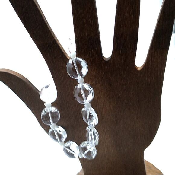 Faceted Crystal Translucent Glass Bead Stretch Bracelet - Picture 8 of 8